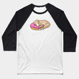 Whippet dog sleeping on donut Baseball T-Shirt